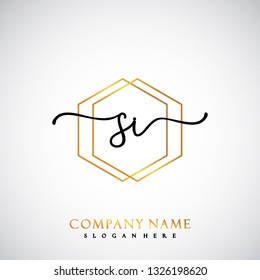 SI Initial Handwriting logo template vector