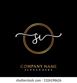SI Initial Handwriting logo template vector