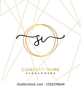 SI Initial Handwriting logo template vector