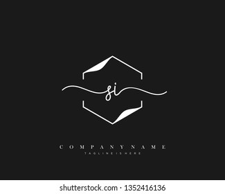 SI initial handwriting logo template vector