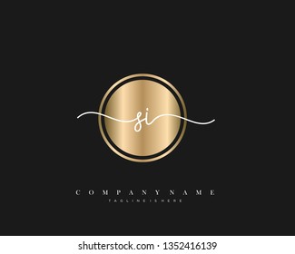 SI initial handwriting logo template vector