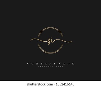 SI initial handwriting logo template vector
