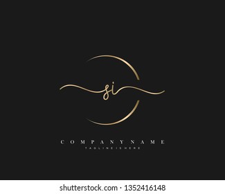 SI initial handwriting logo template vector