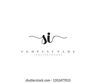 SI initial handwriting logo template with luxury color vector.