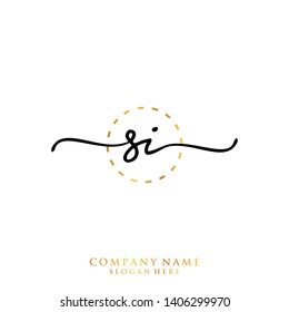 SI Initial handwriting logo template