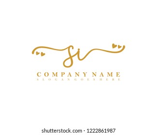 SI Initial handwriting logo vector