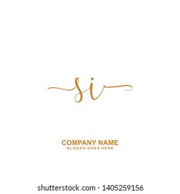 SI Initial handwriting logo vector