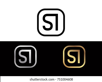 SI Initial Letter Linked Box Design Logo
