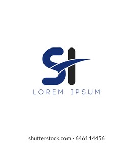 si initial letter uppercase logo blue and black