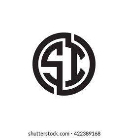 SI initial letters looping linked circle monogram logo