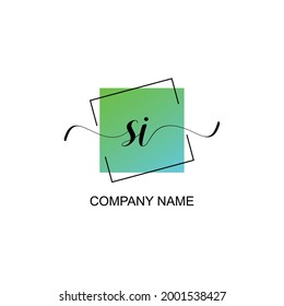 SI Initial logo handwriting typographic template