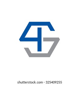 IS SI initial logo, hexagon S shape logo blue
