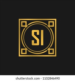 SI initial logo. Luxury ornament crown logo.