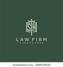 SI initial monogram for law firm with sword and shield logo image