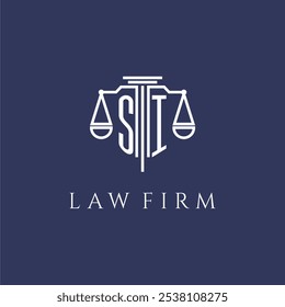 SI initial monogram for lawfirm logo with scales vector image