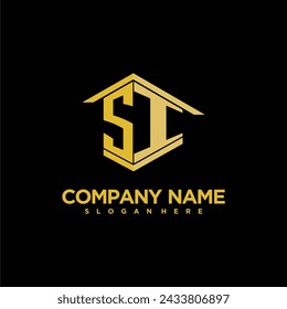 SI initial monogram logo for real estate with creative building style design