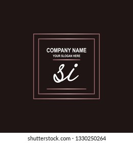 SI initial signature logo. handwriting logo template vector,