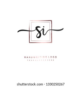 SI initial signature logo. handwriting logo template vector,