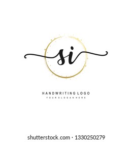 SI initial signature logo. handwriting logo template vector,