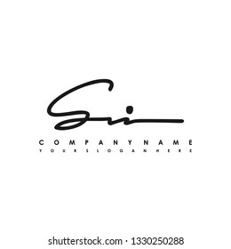 SI initial signature logo. handwriting logo template vector,