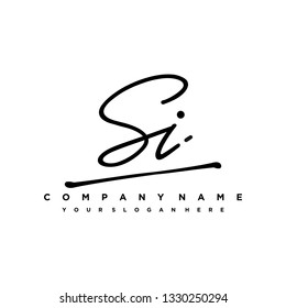 SI initial signature logo. handwriting logo template vector,