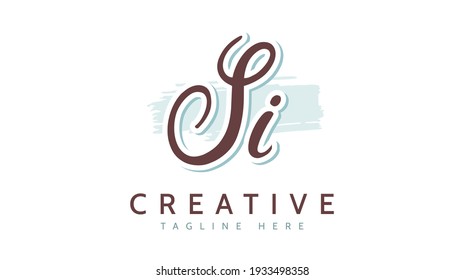 SI Initials, handwriting logo vector