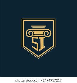 SI Initials Law Firm Logo Lawyer logo with creative law element