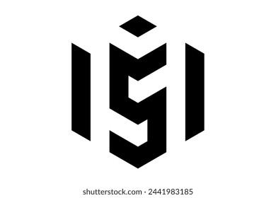 SI initials logo simple vector template black color