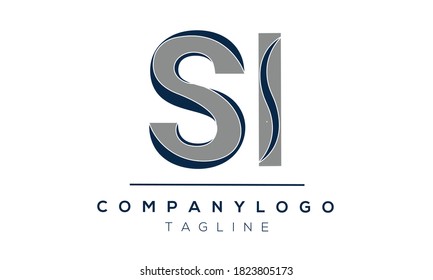 SI initials monogram letter text alphabet logo design