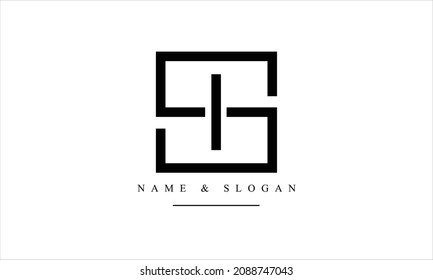 SI, IS, S, I abstract letters logo monogram