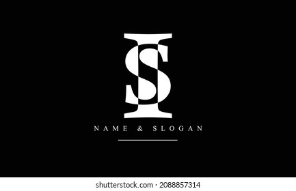 SI, IS, S, I abstract letters logo monogram
