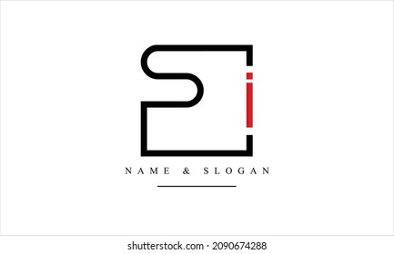 SI, IS, S, I abstract letters logo monogram