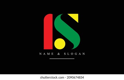 SI, IS, S, I abstract letters logo monogram
