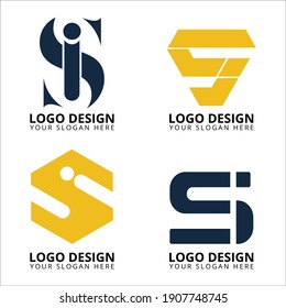 colección de diseño de logotipo de letras SI