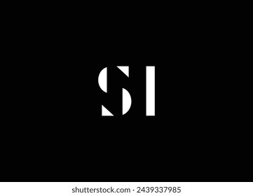 SI Letter Logo Design with Creative Modern Trendy Typography and Black Colors.
