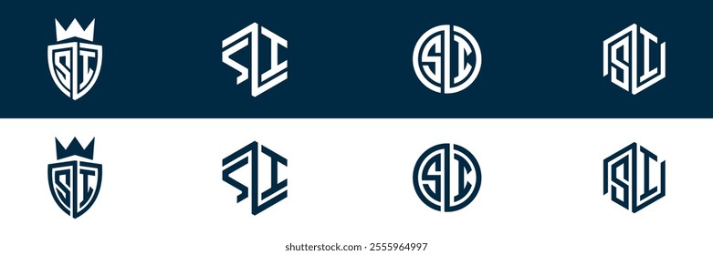 SI IS letter logo set design