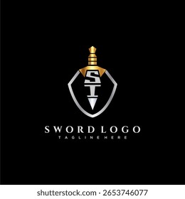 Letra SI monograma de luxo para imagem estilo escudo e espada