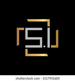 SI Letter monogram with abstrac concept style design