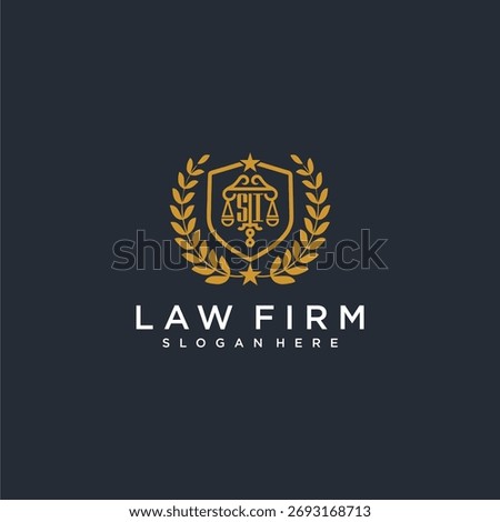 SI letter monogram logo for lawfirm with pillar and leaf image design