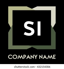 SI letters business logo creative  icon design template elements in abstract background logo, design identity in square with four colors, modern alphabet letters