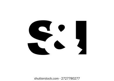 Design do logotipo SI em negrito. Símbolo de identidade branco preto. Emblema de tipografia moderna. ícone Marca corporativa. Modelo de negócios mínimo.