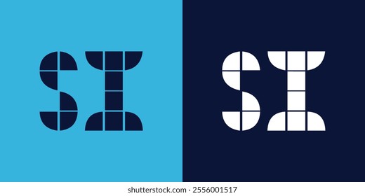 SI logo design with tile shape. Minimalist and modern vector illustration design suitable for business or brand