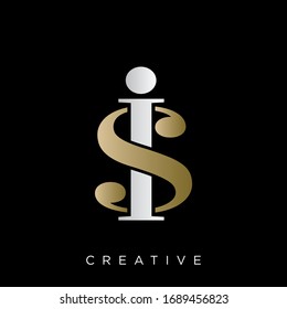 si logo design vector luxury icon symbol