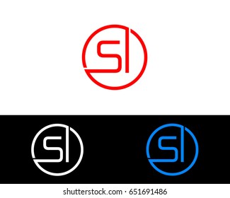 Si Logo. Letter Design Vector with Red and Black Gold Silver Colors
