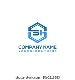 SI logo letter initial, Abstract polygonal Background Logo,