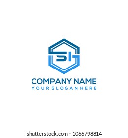 SI logo letter initial, Abstract polygonal Background Logo,