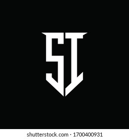 SI-Logo-Monogramm mit Design-Design-Vorlage für Emblem-Schilde