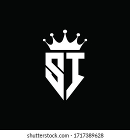 SI logo monogram emblem style with crown shape design template