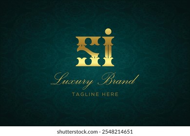 DESIGN DO LOGOTIPO DA CARTA DE LUXO SI. É um logotipo de monograma de letras de luxo, este logotipo é feito pela combinação de duas letras