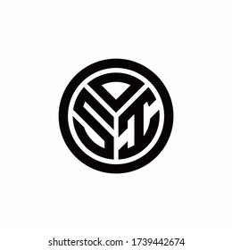 SI monogram logo with circle outline design template isolated on white background